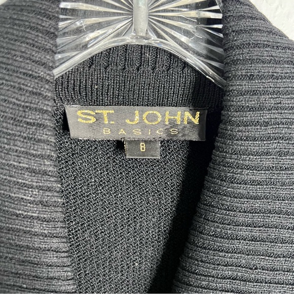 St. John Dress Women 8 Santana Knit Sheath Black Wool Office Career Button Up N - Picture 2 of 6